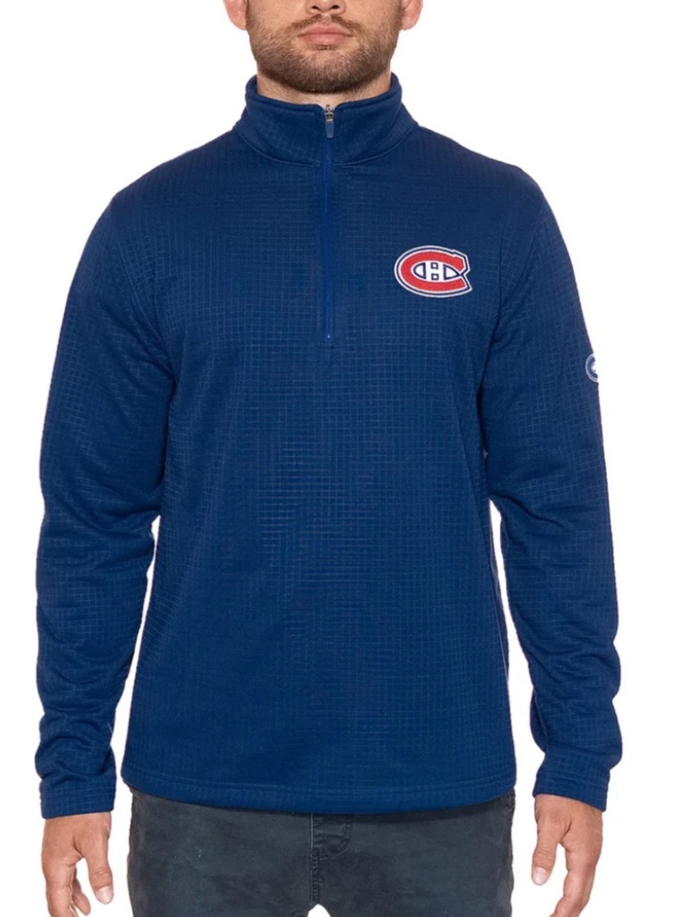 NHL Navy Blue Textured Half-Zip Pullover